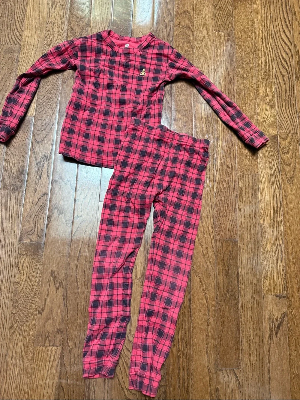 GAP Red and Black Plaid Kids Pajama Set unisex size 6 organic cotton